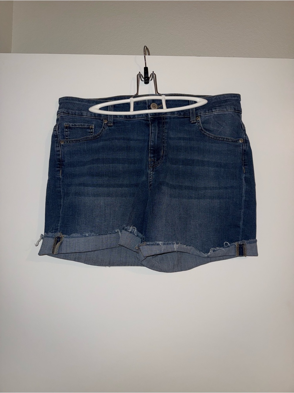 Maurices Dark Blue Rolled-Hem Denim Shorts